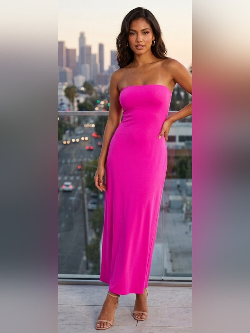 See You Monday Strapless Cutout Maxi Dress Pink XS NWT